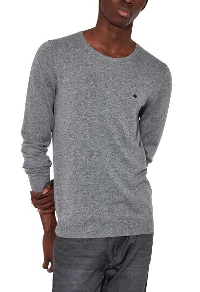 Pull col rond petit logo POKI RECYCLED Gris chine