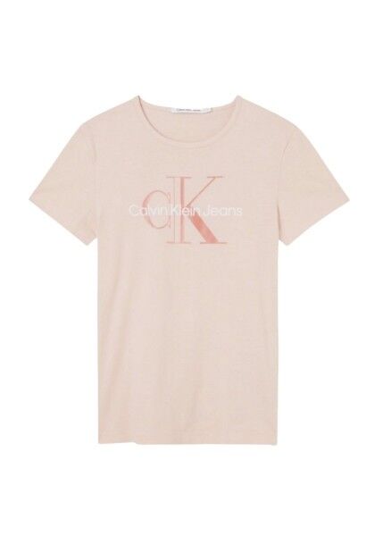 Tee shirt slim col rond GLOSSY Rose poudrÉ