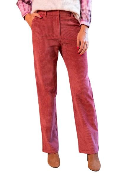 Pantalon droit en velour côtelé FELON Vieux rose