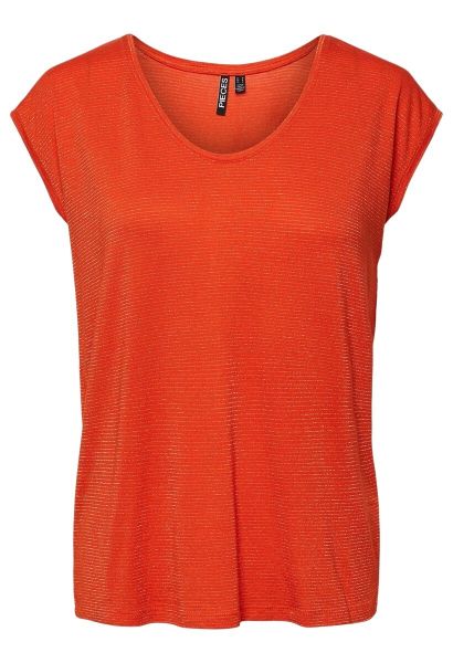 Tee shirt manches courtes fines rayures lurex BILLO Orange