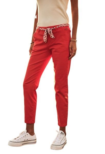 Pantalon court avec ceinture à fleurs CLAUDIA Rouge