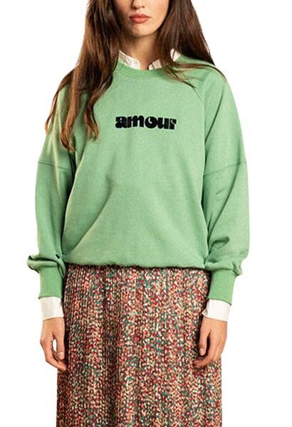 Sweatshirt imprimé Amour en flocage velours ILSE Vert