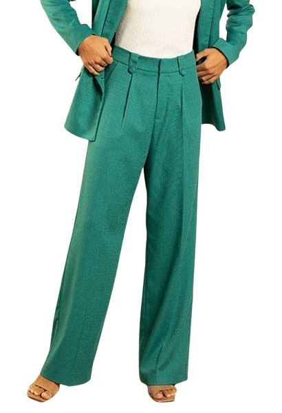 Pantalon large à plis taille haute IRVINE Vert