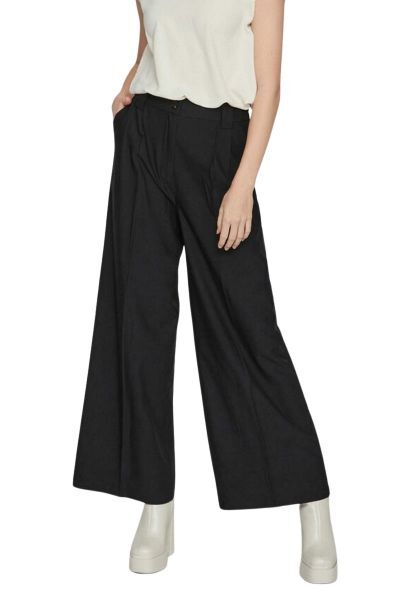 Pantalon fluide et large taille élastique FINE Noir
